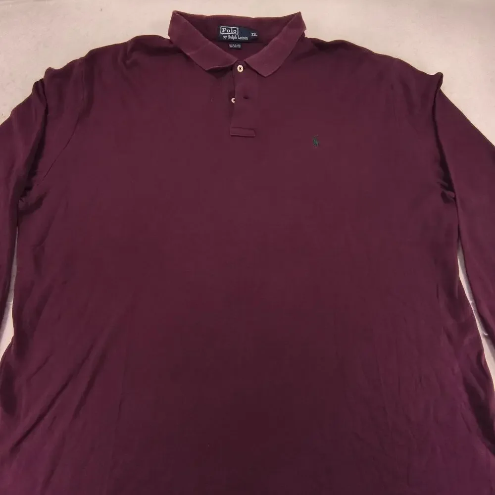 Polo by Ralph Lauren Collared Long Sleeve Polo Shirt Mens Size 2XL Maroon